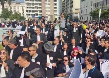 مئات المحامين يحتجون امام وزارة العدل لإسقاط مشروع قانون المحاماة